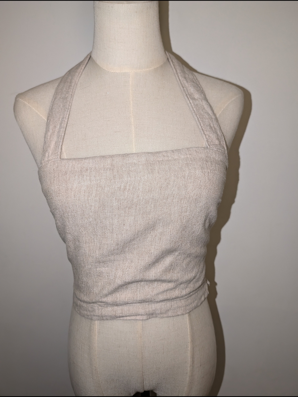 Abercrombie & Fitch Cream Halter Knit Crop Top